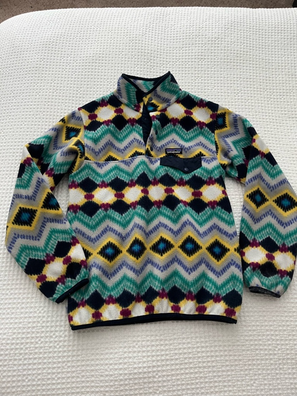 Patagonia Synchilla Multicolor Geometric Pattern Fleece Pullover